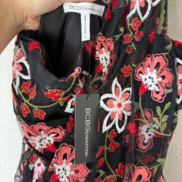 New BCBGeneration One Shoulder Embroidered Mini Dress Size 4 - Picture 9 of 12
